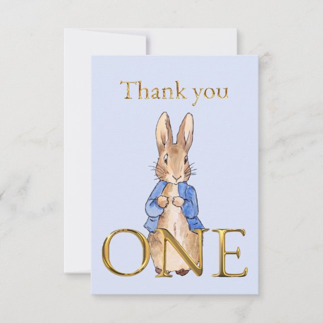 Classic Rabbit First birthday Thank you  Card (Front)