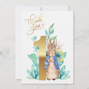 Classic rabbit First Birthday Thank you Card