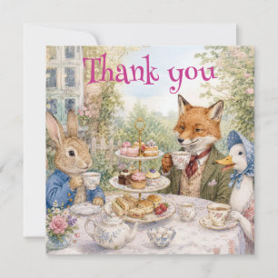 Classic Rabbit Fox & Duck Afternoon Tea Party Thank You Card