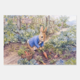 Classic Rabbit Gathering Carrots Wrapping Paper Sheet
