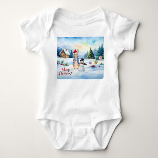 Classic rabbit Ginger bread house Baby Bodysuit (Front)