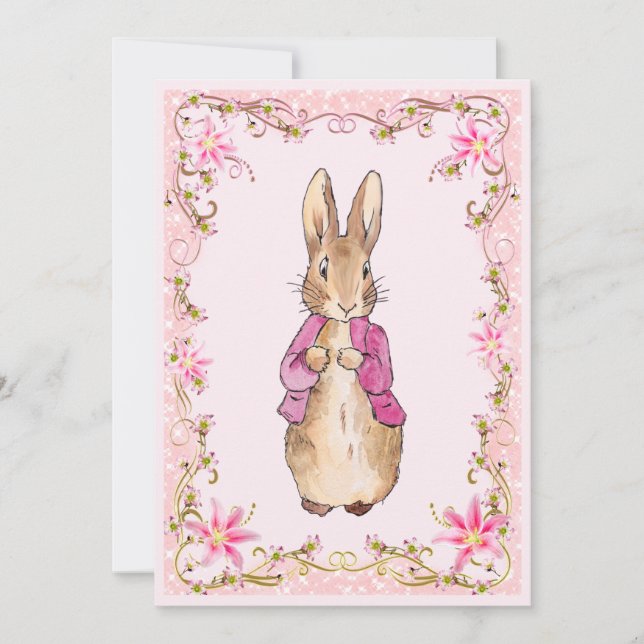 Classic rabbit in a pink jacket invitation (Front)