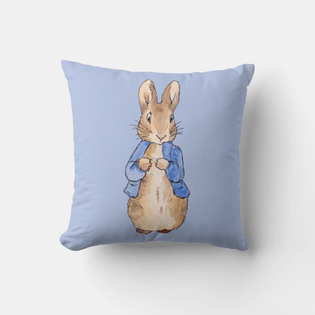 Classic rabbit in blue jacket cushion (Front)