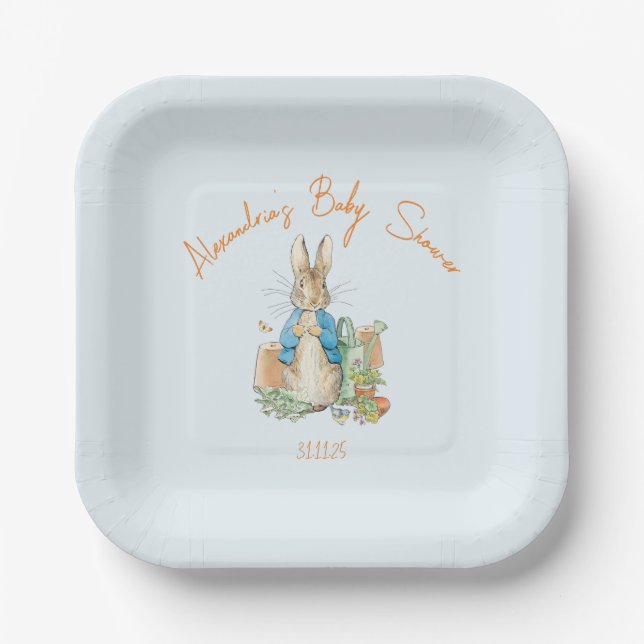 Classic rabbit in blue jacket paper plate (Front)