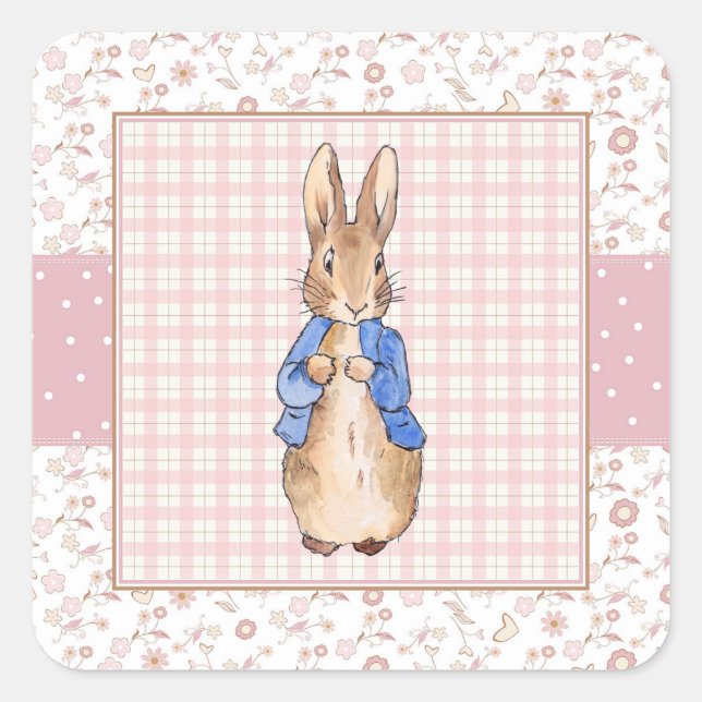 Classic Rabbit in blue jacket Square Sticker (Front)