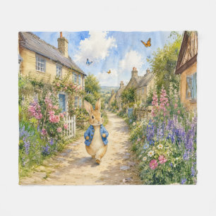 Classic Rabbit in English Country Town Fleece Blanket