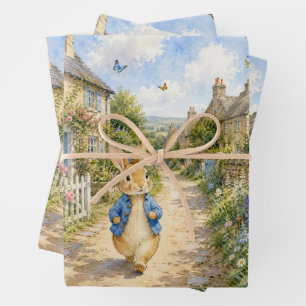 Classic Rabbit in English Country Town Wrapping Paper Sheet