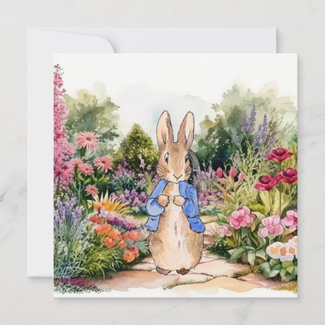 Classic Rabbit in his garden Card (Front)