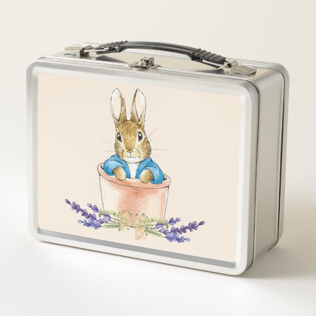 Classic Rabbit in plant pot Metal Lunch Box (Front)