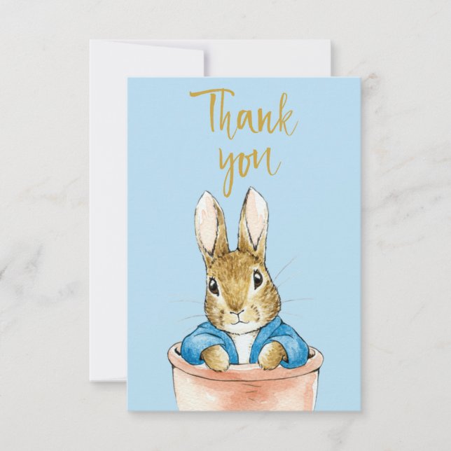 Classic Rabbit in plant pot Thank You Card (Front)