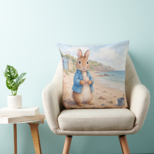 Classic Rabbit on a sandy beach Cushion