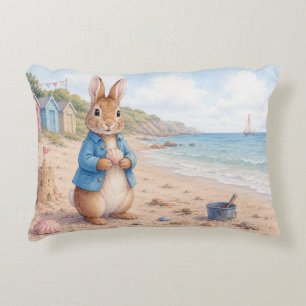 Classic Rabbit on a sandy beach Decorative Cushion