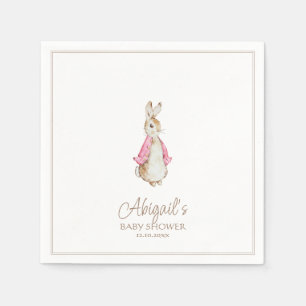 Classic Rabbit Pink Girl Baby Shower Napkin