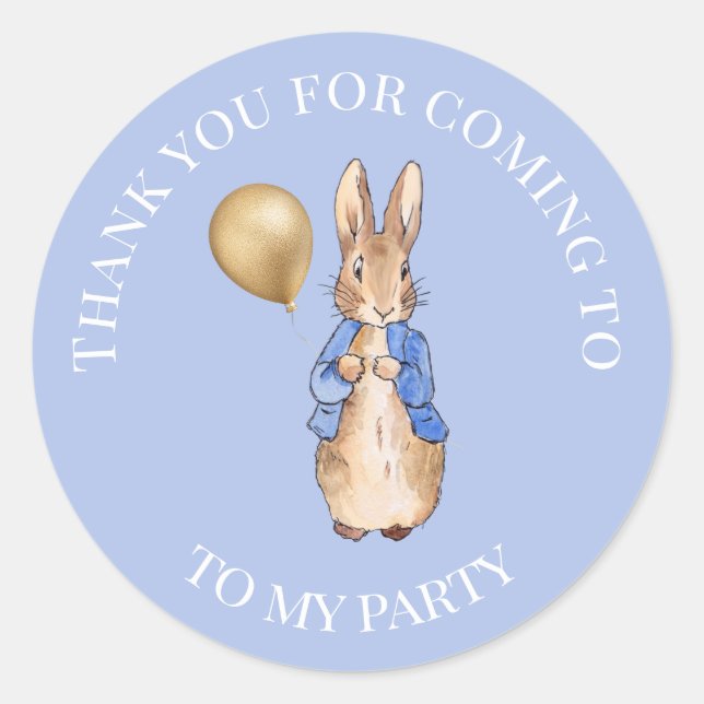 Classic Rabbit Thank you Round Sticker (Front)