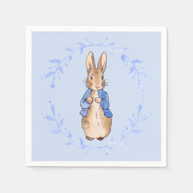 Classic rabbit with blue leaf wreath   napkin (Front)