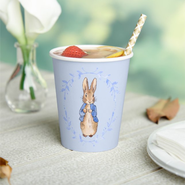 Classic Rabbit with blue leaf wreath   Paper Cups (Insitu)