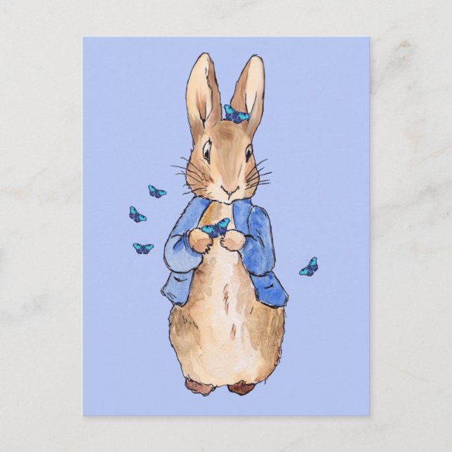 Classic rabbit with butterflies Thank you Postcard (Front)