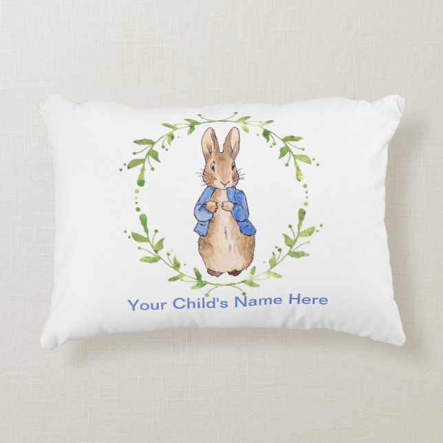 Classic Rabbit with Child's Name  Decorative Cushion (Front)