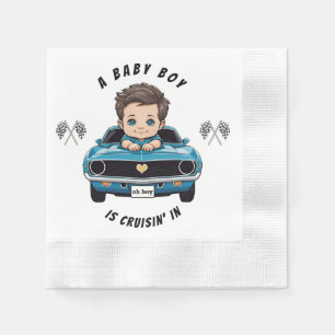Classic Race Car Baby Boy Cruisin' In Shower Napkin