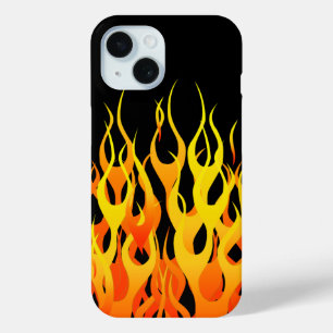 Classic Racing Flames Decor on a iPhone 15 Case