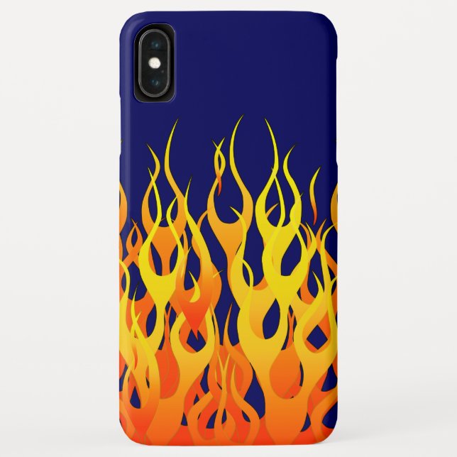 Classic Racing Flames Fire on Navy Blue Case-Mate iPhone Case (Back)