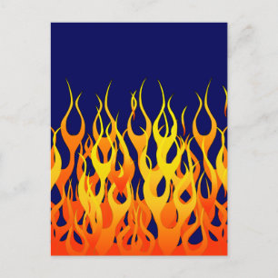 Classic Racing Flames Fire on Navy Blue Decor Postcard