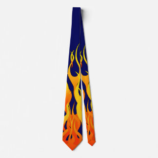 Classic Racing Flames Fire on Navy Blue Tie
