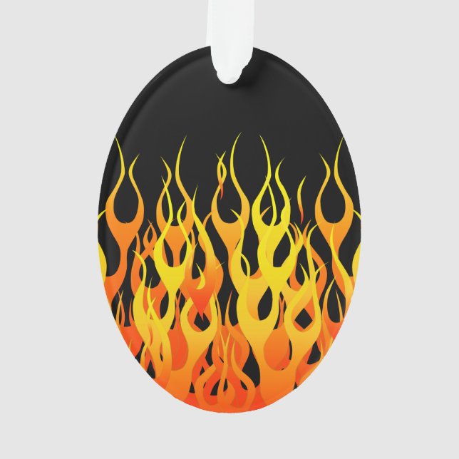 Classic Racing Flames on Solid Black Ornament (Back)