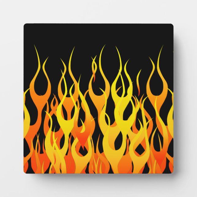 Classic Racing Flames on Solid Black Plaque (Front)