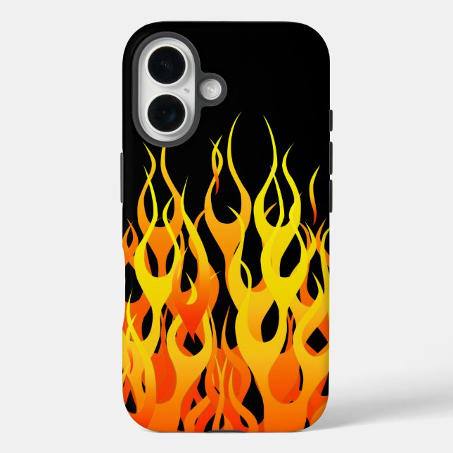 Classic Racing Flames Pin Stripes on Black Case-Mate iPhone Case (Back)