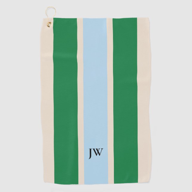 Classic Racing Stripe Monogram Golf Towel (Front)