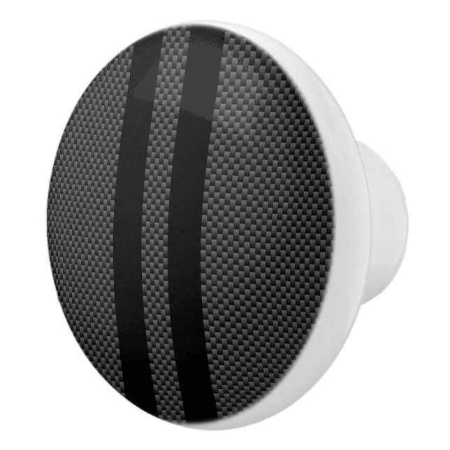 Classic Racing Stripes in Carbon Fibre Style Ceramic Knob (Right)