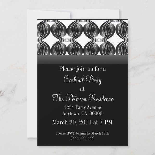 Classic Radiance Cocktail Party Invite, Black Invitation (Front)