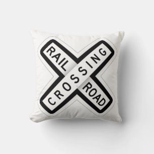 Classic Rail Road Crossing Sign Cushion