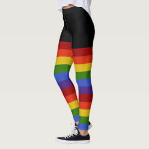 Classic Rainbow Stripes Black  Leggings