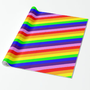 Classic Rainbow Stripes Bright Bold Multi Coloured Wrapping Paper