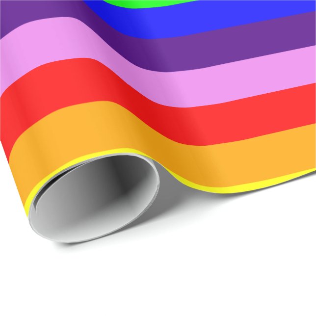 Classic Rainbow Stripes Bright Bold Multi Coloured Wrapping Paper (Roll Corner)