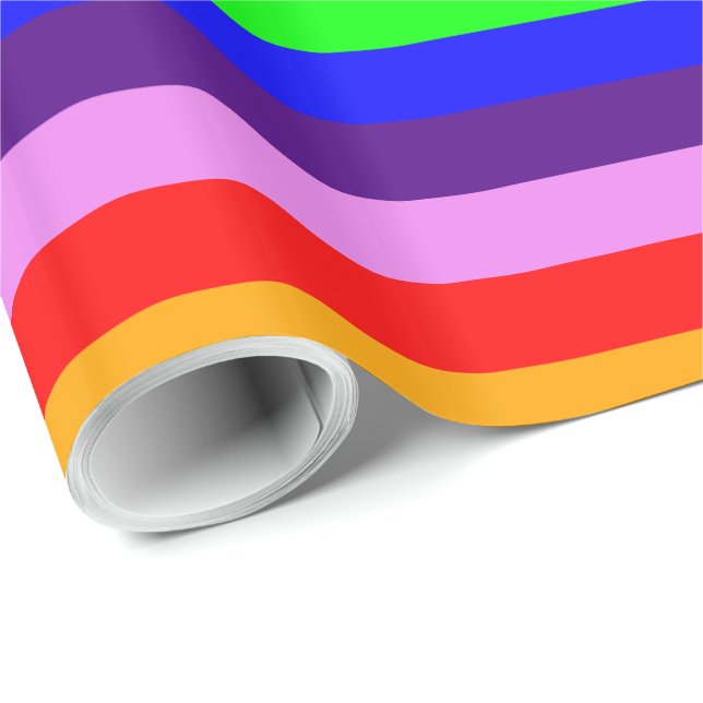 Classic Rainbow Stripes Bright Bold Multi Coloured Wrapping Paper (Roll Corner)
