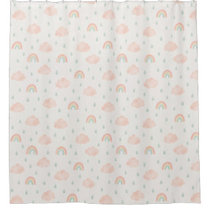 Classic Rainbows and Pink Clouds Pattern Shower Curtain