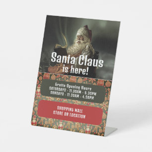 Classic Reading Santa, Santa Claus Visitor Hours Pedestal Sign