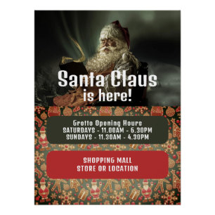 Classic Reading Santa, Santa Claus Visitor Hours Poster