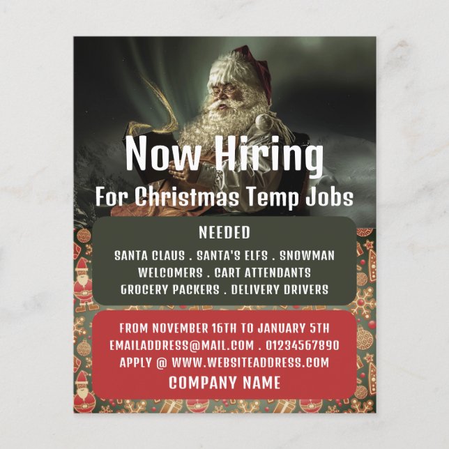 Classic Reading Santa, Seasonal Recruitment Advert Flyer (Front)