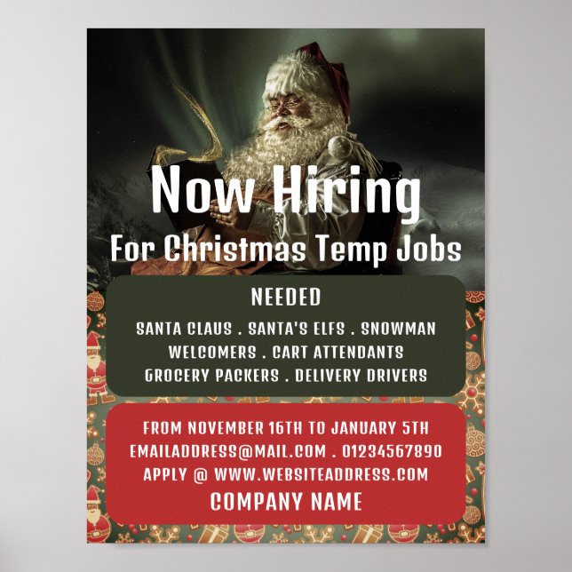 Classic Reading Santa, Seasonal Recruitment Advert Poster (Front)