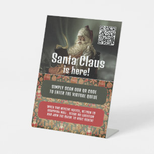Classic Reading Santa, Visit Santa, QR Code Queue Pedestal Sign