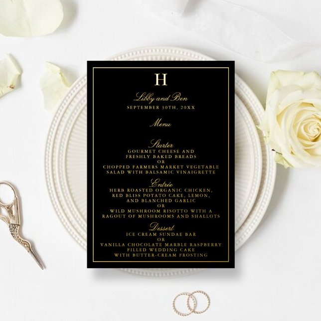 Classic Real Foil Pressed Wedding Menu Cards (Creator Uploaded)