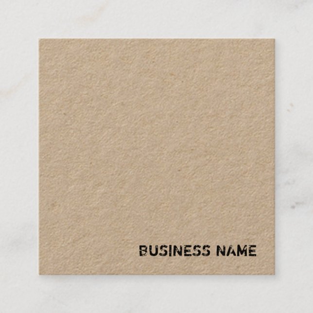 Classic Real Kraft Paper Template Distressed Text Square Business Card (Front)