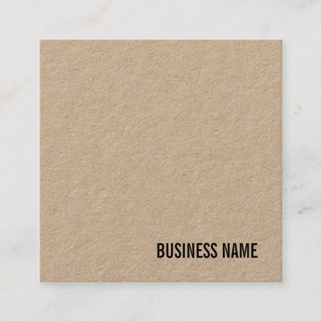 Classic Real Kraft Paper Template Elegant Trendy Square Business Card (Front)