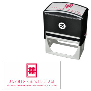 Classic Rectangle Double Happiness Chinese Wedding Self-inking Stamp