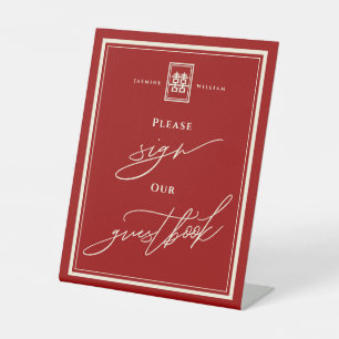 Classic Rectangle Double Happiness Sign Guestbook