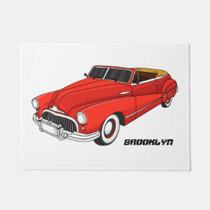 Classic red 1948 automobile doormat